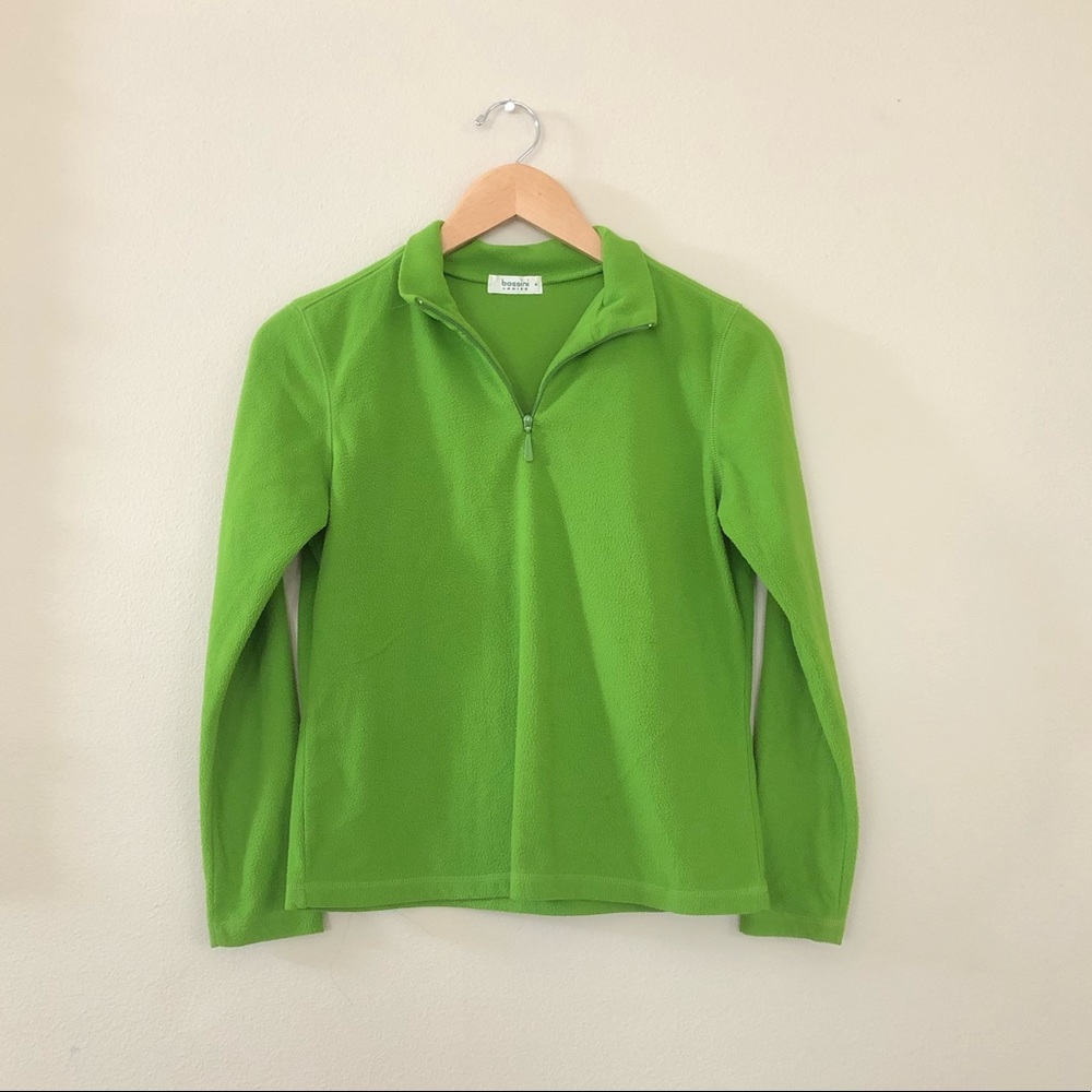 Green Fleece Quarter Zip Pullover